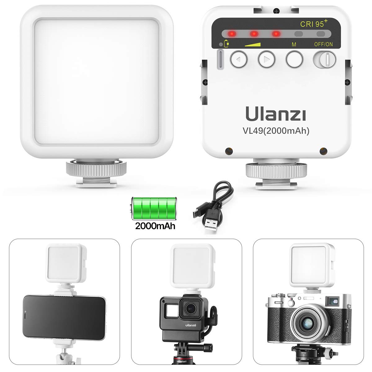 Ulanzi VL100X Selfie Light, Clip LED Light Panel for Phone/Laptop/Tablet/Computer, Bi-Color Portable Clip Camera Light with Dimmable 2500-6500K with 2000mAh Battery for Video Conference/Picture
