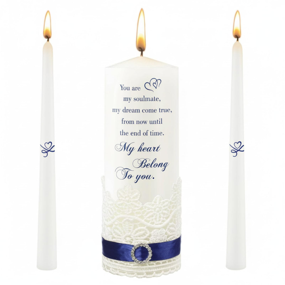Frienda Unity Candles for Wedding Ceremony Set Wedding Unity Taper Candles Catholic Religious Ceremony Accessories(Heart Style)