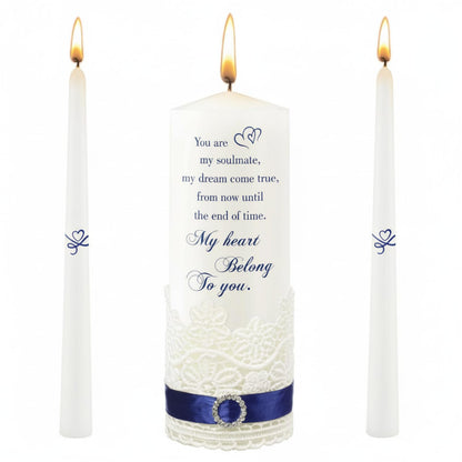 Frienda Unity Candles for Wedding Ceremony Set Wedding Unity Taper Candles Catholic Religious Ceremony Accessories(Heart Style)