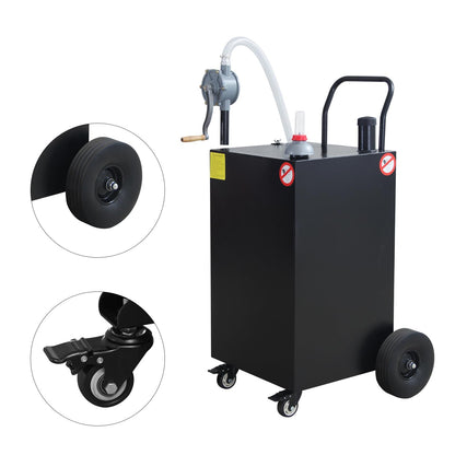 Fuel Caddy,40 Gallon Portable Fuel Caddy with Manual Pump,Heavy Duty Gasoline & Diesel Transfer Tank On 4 Wheels for Cars,Lawn Mowers,Trucks,ATVs,Boats Black