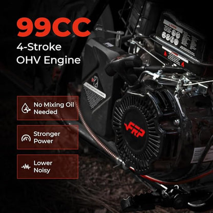 FRP GMB100 Performance 99CC 4-Stroke Mini Dirt Bike - Upgraded Hydraulic Brakes &amp Front Suspension Fork 28MPH Off-Road Mini Bike with LED Headlight Anti-Slip Seat Supports 220LBS (Black)