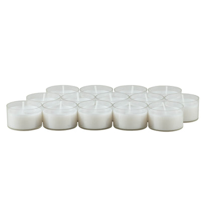 Stonebriar 96 Count White Unscented Smokeless Long Burning Clear Cup Tea Light Candles with 6 to 7 Hour Burn Time
