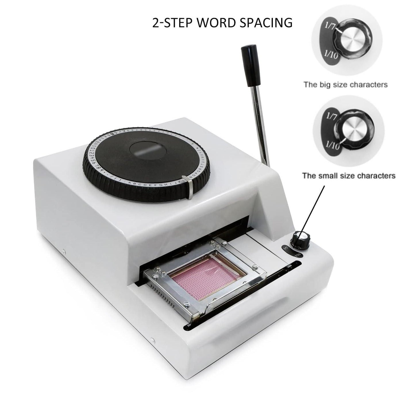 Manual Stamping Machine, Dog tag Coding with 5 Aluminum Tags, 72 Characters, 2 Gear Kerning, Metal Code Printing
