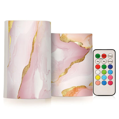 Flameless Flickering Candles Battery Powered Flameless Candles Set for Fireplace Marble Blush White