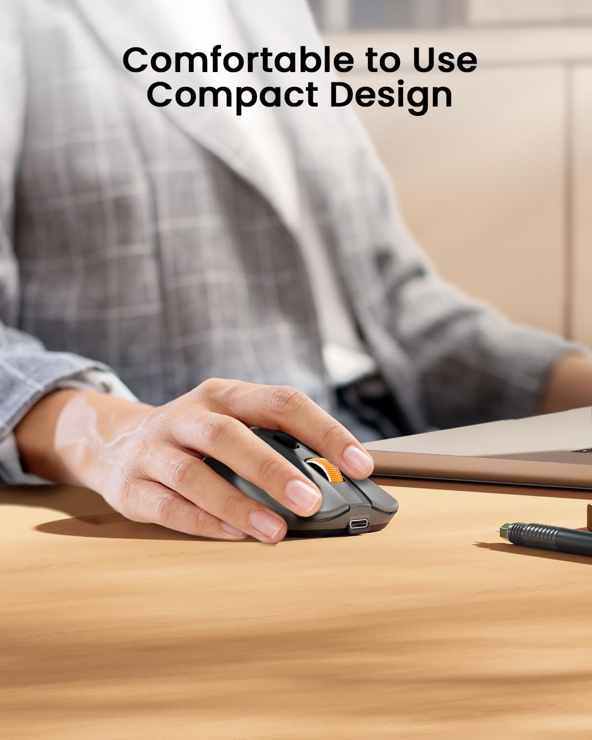 ProtoArc Bluetooth Wireless Mouse, USB C Mouse, EM15 Rechargeable Compact Portable Type C Wireless Mice for Laptop, Tablet, PC, Windows, Mac OS-Blue