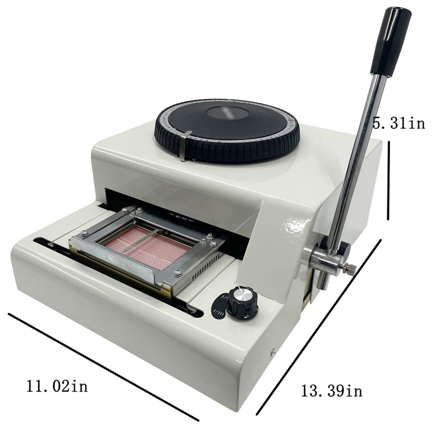 Manual Stamping Machine, Dog tag Coding with 5 Aluminum Tags, 72 Characters, 2 Gear Kerning, Metal Code Printing