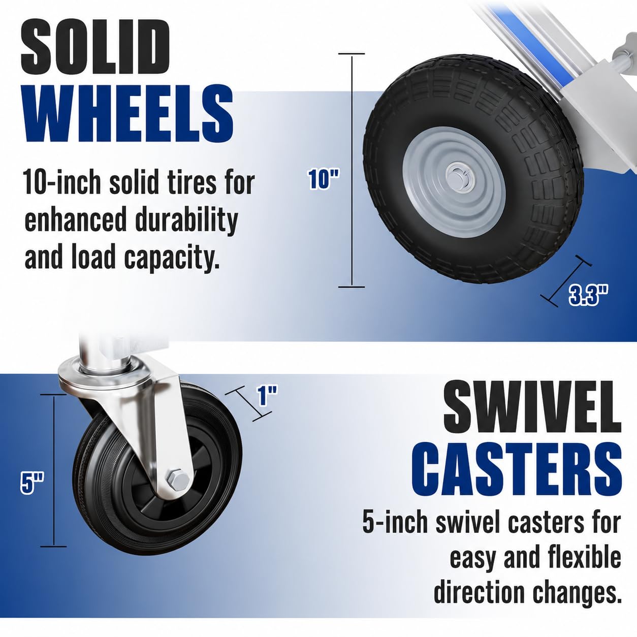 Hand Trucks Heavy Duty Aluminum Dolly Cart, 3 in 1 Design 1000 Lbs Capacity with Solid Wheels - Foldable, Portable, Ergonomic Handle, Perfect for Construction, Warehouses, Factories, Indoor & Outdoor