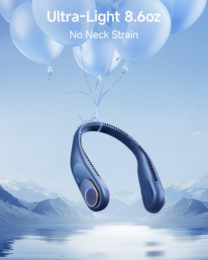 SWEETFULL Portable Neck Fan Bladeless Personal Fan 4000mAh Rechargeable Battery Operated Wearable Small Fan,360° Cooling Airflow, 3 Speed Neck Cooler for Women Men (4000mAh, Black)