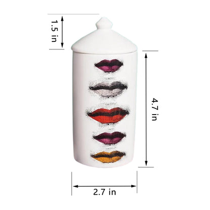 Beccalame Ceramic Candle Jar with Lid Cotton Swab Holder Home Kitchen Fireplace Bedroom Decor Candle Holder (L2)