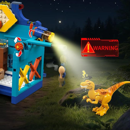 HOGOKIDS 2-in-1 Dinosaur Research Institute Building Set with Light - 837PCS Dino World Building Blocks Toys with 2 Dinosaur Figures Dinosaur Playset Birthday Xmas Gifts for Boys Girls Age 8-14 Years