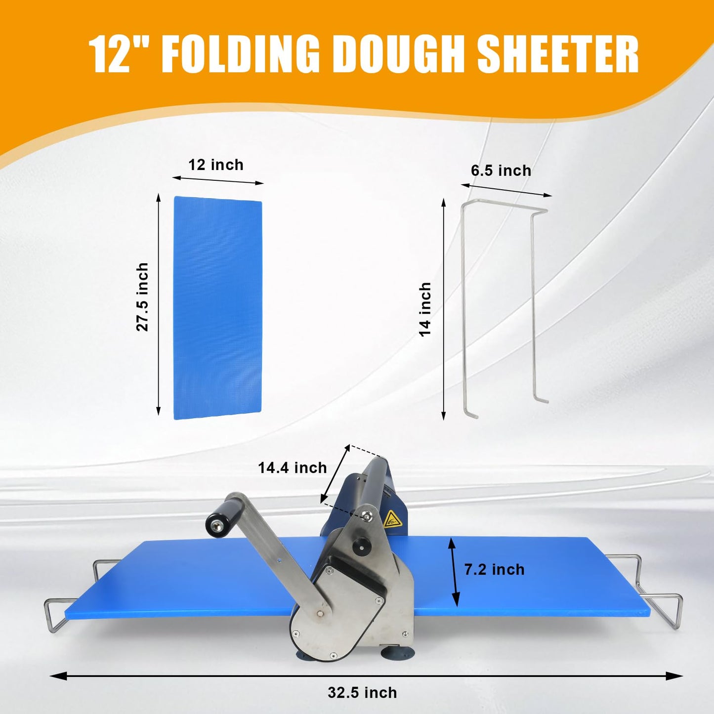 Folding Dough Rolling Machine with 2 Rolling Boards, Dough Sheeter Compact Manual Dough Sheeter Machine