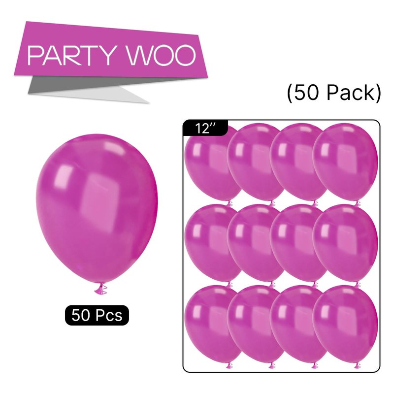 PartyWoo Hot Pink Balloons 50 pcs 12 Inch Pearl Magenta Fuchsia Dark Pink Latex Helium Balloons for Valentine's Day Baby Shower Bachelorette Bridal Shower Birthday Party Decorations Pink-Z308