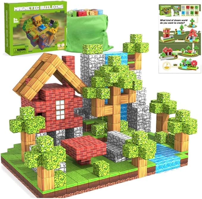 Magnetic Blocks 100PCS Magnetic Tiles Building Blocks Build Forest World Set Toys for Kids Boys Girls Ages 8+ Easter Christmas Birthday Gifts