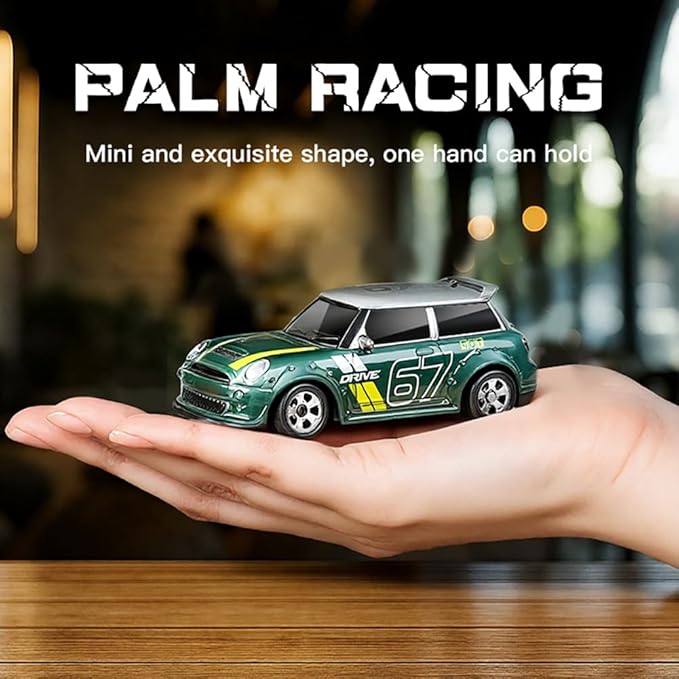 KF33 1:64 Scale Mini Drift RC Car with Full Proportional RTR 2.4GHZ Remote Control for Desktop Racing (Green)