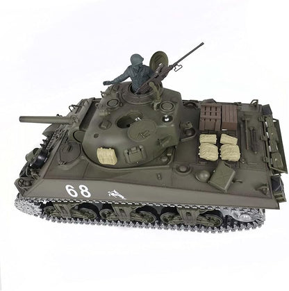 Heng Long US in Stock RC Tank 3898 RTR 2.4G 1/16 7.0 Upgraded M4A3 Sherman Metal Tracks Smoking Generator 340° Rotating Turret Infrared Combat BB Pellets BB Shooting Airsoft Tank