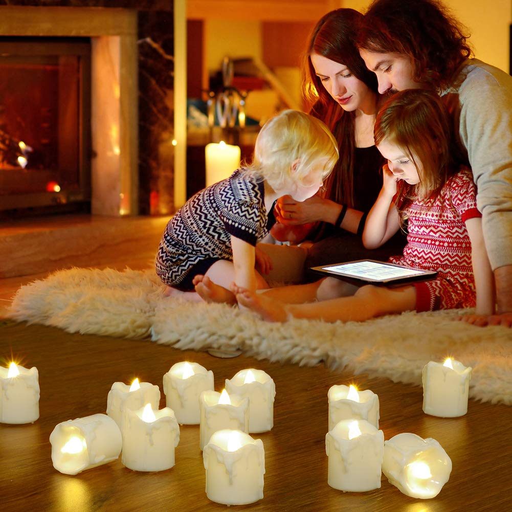 PChero 1.57" x 1.69" Battery Operated Tea Lights with Timer, 12pcs Warm White LED Timed Flameless Candles Flickering, 6Hours On Per 24Hours Cycle, Ideal for Thanksgiving Christmas Wedding Home Decor
