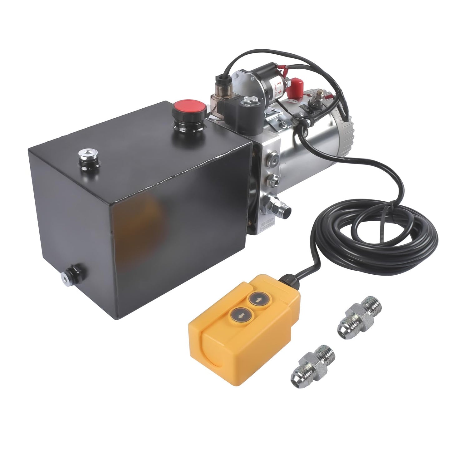 Mixizap 12V Hydraulic Pump, 4 Quart Single Acting Power Unit, 0.91 GPM Flow, 3200 PSI, for Dump Trailers, Tippers, Car Lifting, Log Splitters