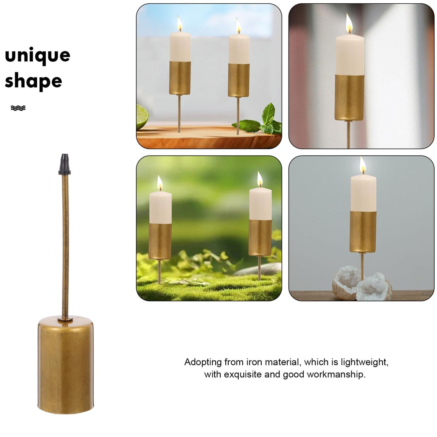 Alipis Taper Candle Holders: 6PCS Iron Candlestick Holders with Spike - Pillar Candles Stand Base for Wedding Floral Table Centerpiece Garden Party Decorations