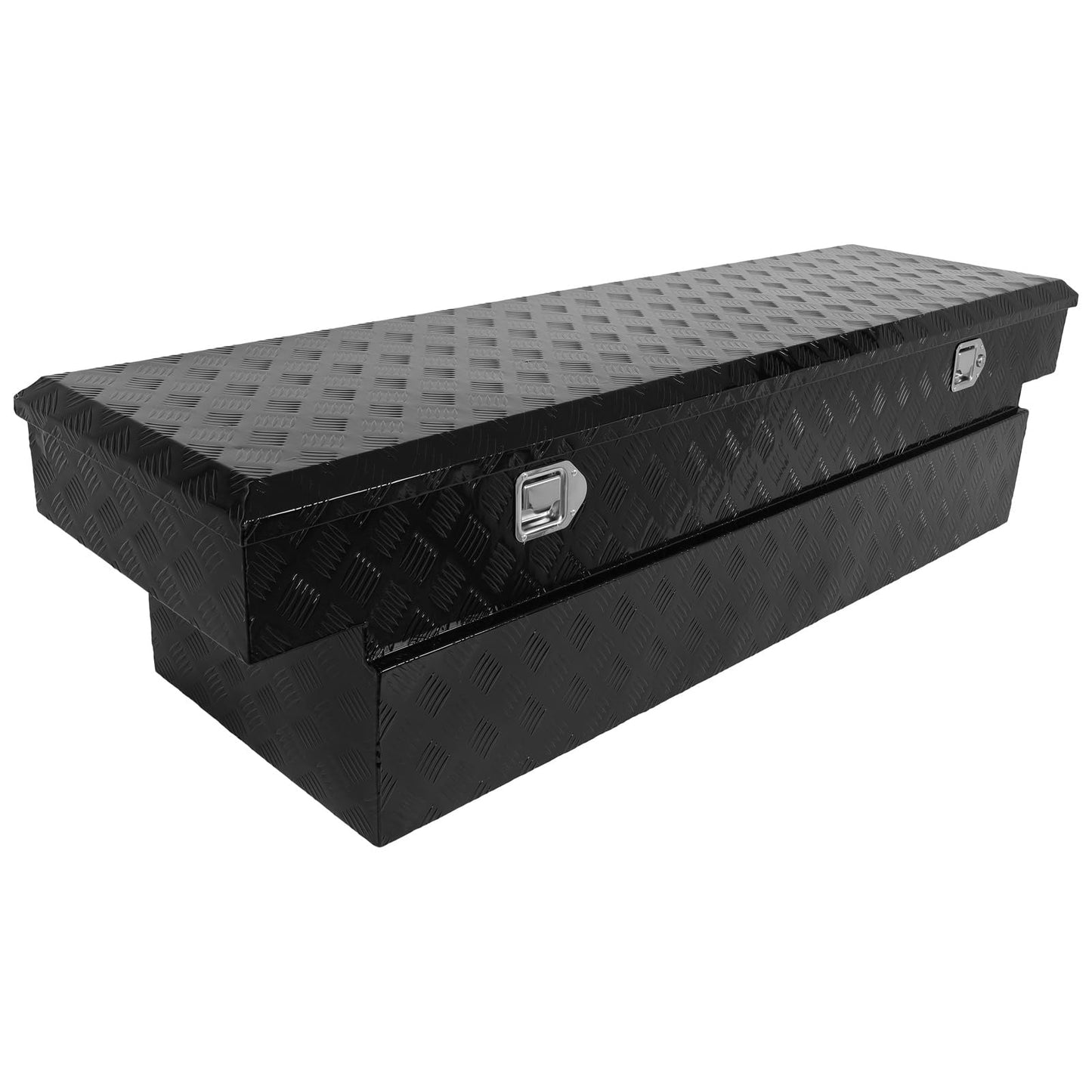 SCITOO 69" Aluminum Diamond Plate Truck Bed Tool Box,Heavy Duty Crossover Storage for Most Full Size Pickups,Lockable Weatherproof Chest,Fits 69"WX20"DX20"H Truck Beds,Easy Access to Load and Unload