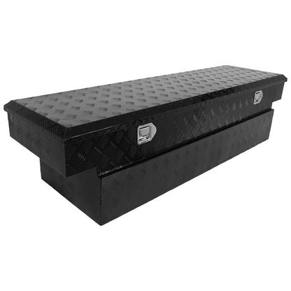 SCITOO 69" Aluminum Diamond Plate Truck Bed Tool Box,Heavy Duty Crossover Storage for Most Full Size Pickups,Lockable Weatherproof Chest,Fits 69"WX20"DX20"H Truck Beds,Easy Access to Load and Unload