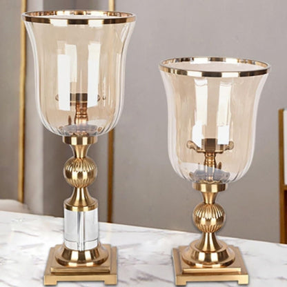 Candle Holders European Style Iron Candle Holder with Glass Lid, Creative Table Decoration Candle Holder Decorative Candlestick(Small)