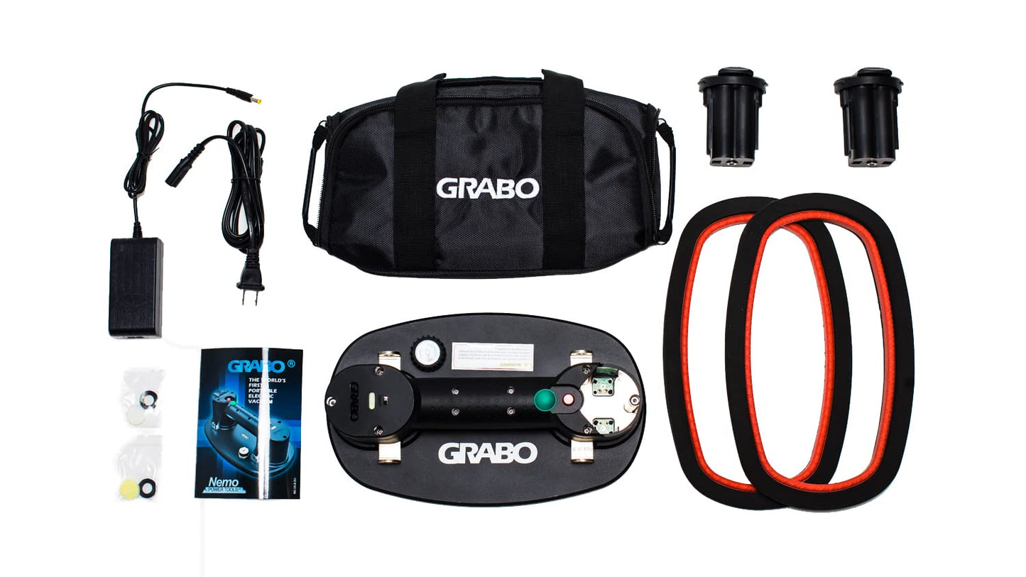 Nemo GRABO (2 Batteries, 2 Seals) - Electric Vacuum Suction Cup Lifter for Wood, Paver, Drywall, Marble, Tile and More (Lifts up to 375 lbs)
