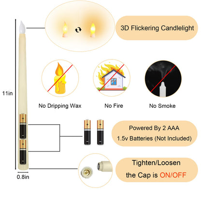 Jaoruizer 48Pcs Flameless Taper Candles Bulk,11in Battery Operated LED Taper Candles Flickering Electric Fake Candlesticks for Wedding Christmas Party, (Batteries Not Included)