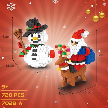 Christmas Building Block Set-New 2025 Santa Claus and Snowman Character Set Christmas and Birthday Gifts Suitable for Children Over 9 Years Old (720 Pieces)