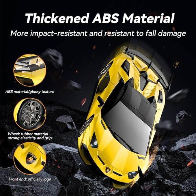 Lamborghini Remote Control CarOfficially Licensed 1:16 Scale Lambo Rechargeable Hobby Rc Cars with Headlight 2.4GHz Race Car Toys for Boy Girl 4-12 Years Old 12Km/h (Yellow)