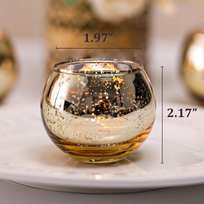 LETINE Gold Mercury Glass Votive Candle Holders - Set of 36 | Elegant Gold Tealight Candle Holders for Table Centerpieces,Spring Summer Weddings, Rehearsal Dinners, Valentine's Day Decorations