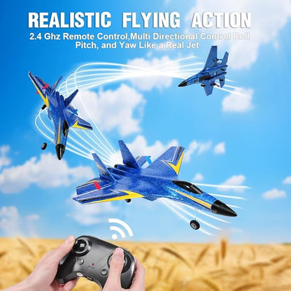 Fremego Su-27 RC Airplane2.4GHz 2 Channel Remote Control Plane with Gyro Night Lights and 2 Batteries Easy to Fly for Adults Beginners and Kids Toy