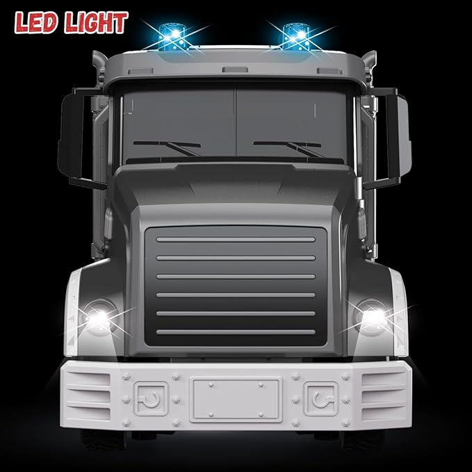 RC Semi Truck 23.6 Inch Remote Control Semi Truck and Trailer Toy Semi Truck Toy 2.4Ghz with Sound and Lights Container 1/24 RC Construction Vehicles Toy for Kids &amp Boys