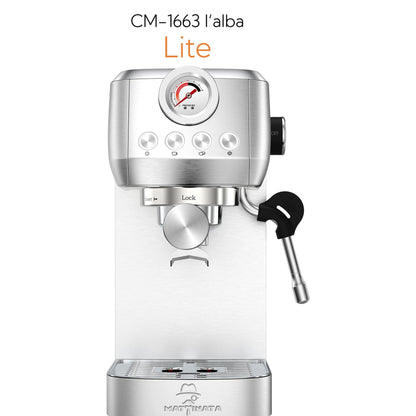 MAttinata CM1663 Espresso Machine, 20 Bar Compact Coffee Maker with Milk Frother Steam Wand for Cappuccino, Latte, Professional Pressure Gauge & 49oz Removable Water Tank for Home，Stainless Steel