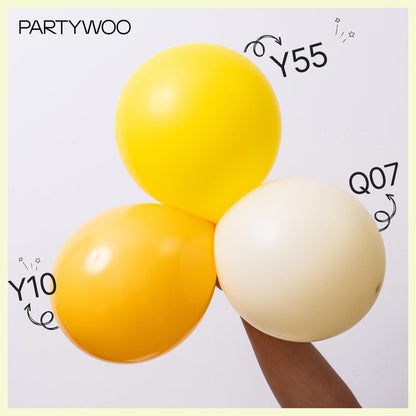 PartyWoo Pastel Yellow Balloons 100 pcs Different Sizes of 36 18 12 10 5 Inch Small Mini Light Pale Yellow Balloon Arch Kit Garland for Baby Shower Easter Birthday Party Decorations Yellow-Q07