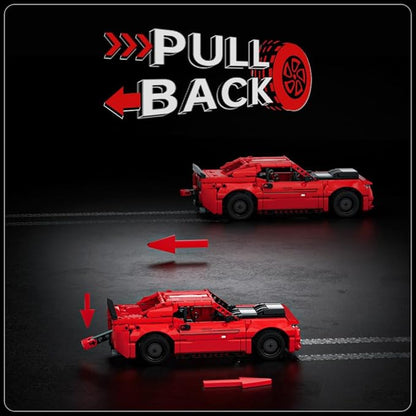 Mould King Pull Back Car Building Kits Colletible 15080 Super Car Model Scale Sports Cars Blocks Speed Champion Cars Toys Sets for Adults and Boys Girls Kids Aged 8+ (738 Pieces) ﻿