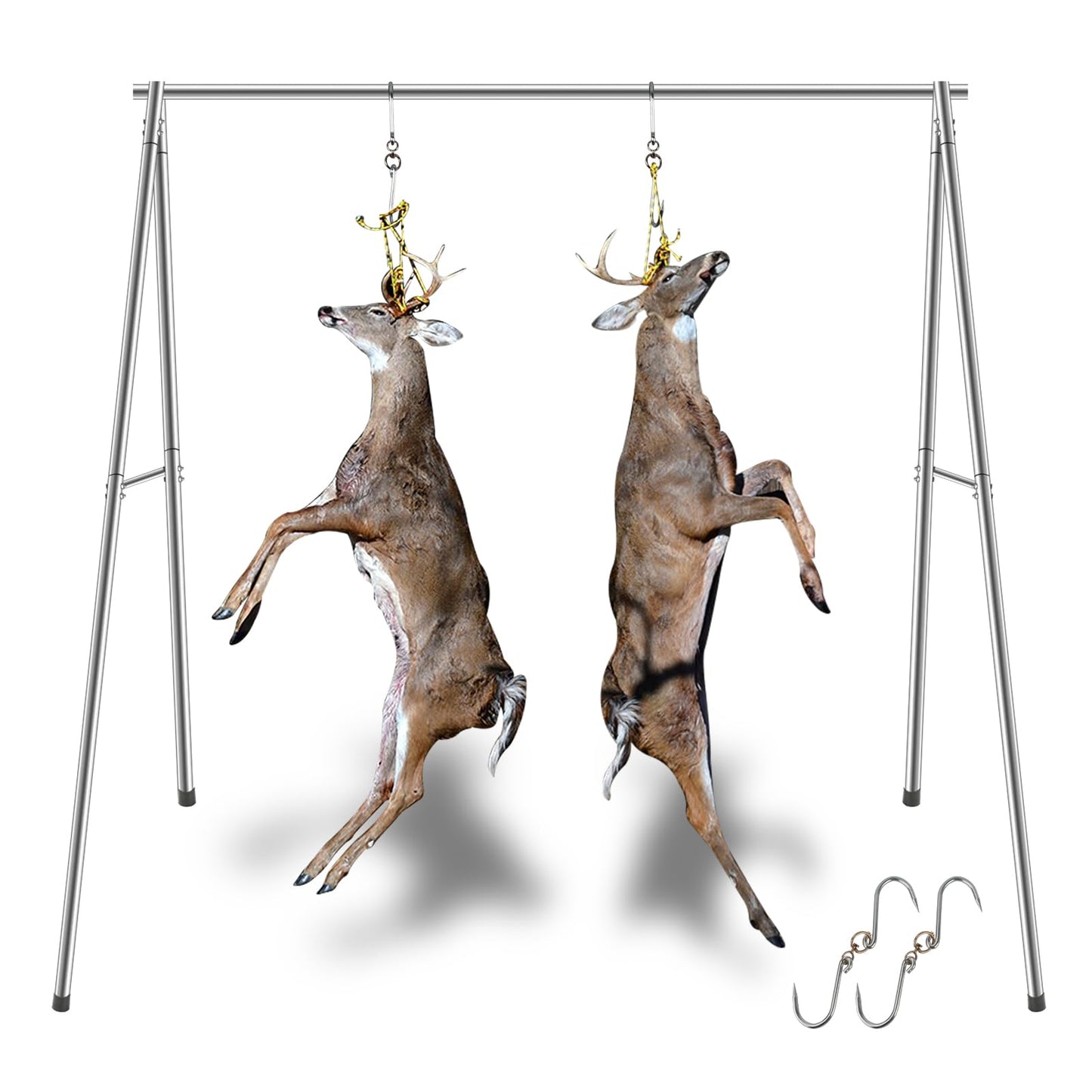 Deer Hanger for Skinning, Stainless Steel Deer Hanging Hoist with Winch & Gambrel, Game Hoist Rack for Deer, Elk, Bear, Hogs, Goat, Boar, Fish, Ideal for Hunting, Dressing, Processing - Heavy Duty