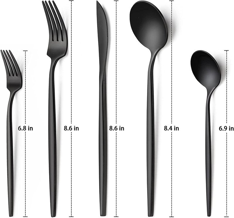 60-Piece 12 Setting Black Silverware, Food-Grade Stainless Steel Flatware Cutlery Set for Home, Office, Restaurant, Hotel