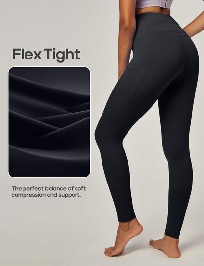 IUGA Leggings with Pockets for Women High Waisted Yoga Pants Women Leggings for Women Tummy Control Workout Compression Leggings Black