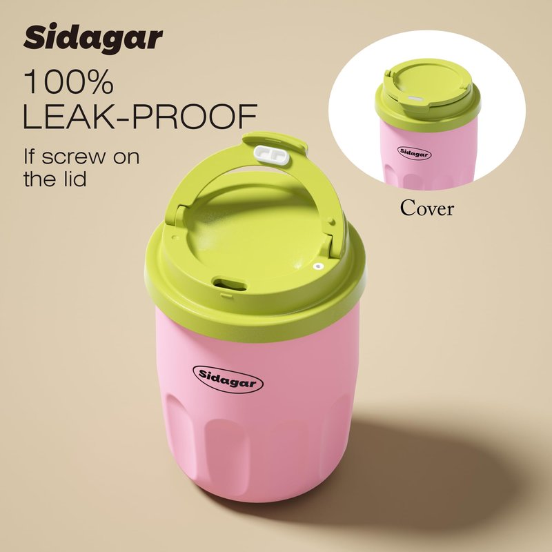 Sidagar Travel Coffee Mug 10 oz Ceramic Lined Tumbler, Double Wall Stainless Steel Coffee Cup with Lid, Vacuum Spill Proof Mini Water Bottle, Insulated Thermal Mug for Home Office,Pink