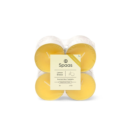 Spaas 8 x 8 Citronella Maxi Tealights, ± 10 Hours, Light Yellow, Lemon Breeze