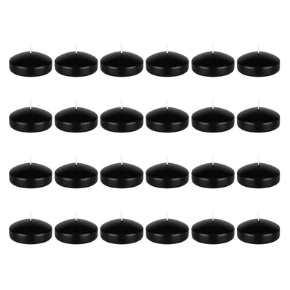 Mega Candles 24 pcs Unscented Black Floating Candles, Hand Poured Wax Candle 3 Inch Diameter, Home Décor, Wedding Receptions, Occasions, Festivities, Events, Meditations, Tranquility, Spa