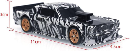 TOUCAN RC HOBBY 1:43 Ready to Run Race Car Gyro Drift Car 4WD Traffic Cones Mini Toy for Men(White Black)