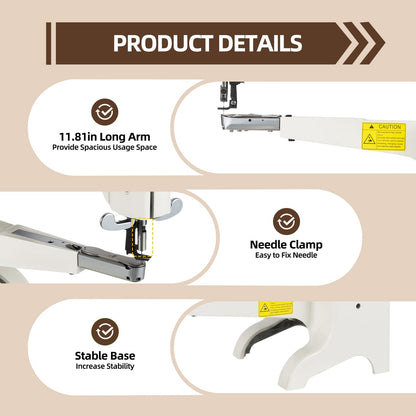 Leather Sewing Machine for Patch Repair - Hand Crank Industrial Double-Headed Needle Patcher for Boots, Slippers, and Canvas - Durable Sewing Equipment