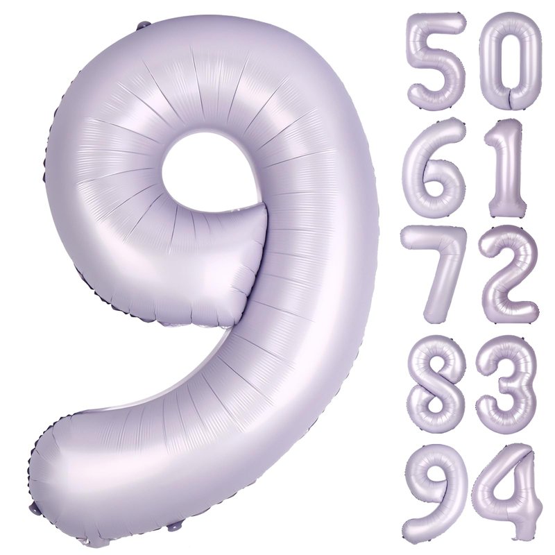 Lilac 9 Balloon, Number Balloons 40 Inch, Lavender 9th Giant Birthday Decorations for Girls, 19th 29th Party Decorations Supplies, Number 9 Balloon
