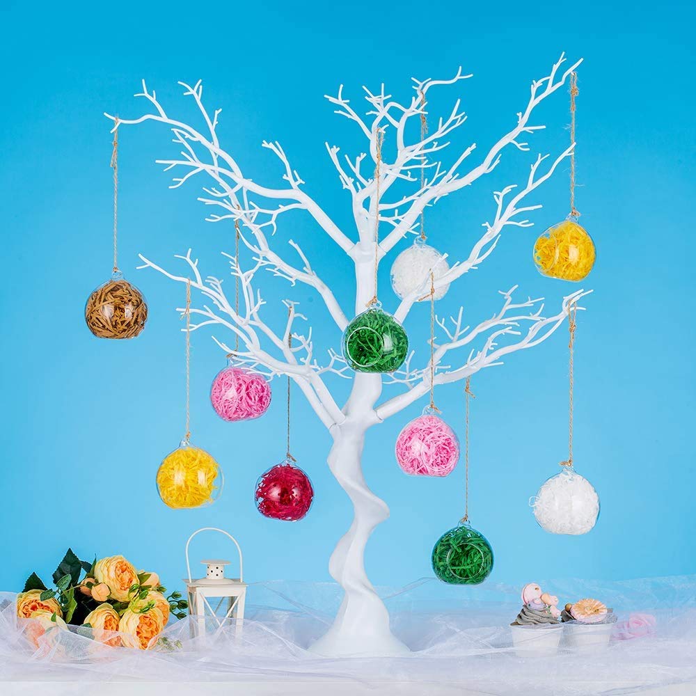 Sziqiqi Hanging Glass Globes Orbs Tea Light Candle Holders fillable with Trinkets for Wedding Ornaments, Wedding Birthday Christmas Party Centerpiece Accessory 2.36inch 100pcs +8 Extra