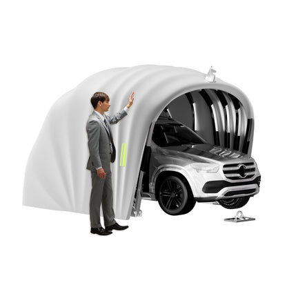 Heavy Duty Retractable Car Awning, Stainless Steel Grey Carport with Lock, Foldable Semi-Automatic Durable Shelter, Portable Shelter for Car L5.5/5.9 * W2.7 * H2.45m