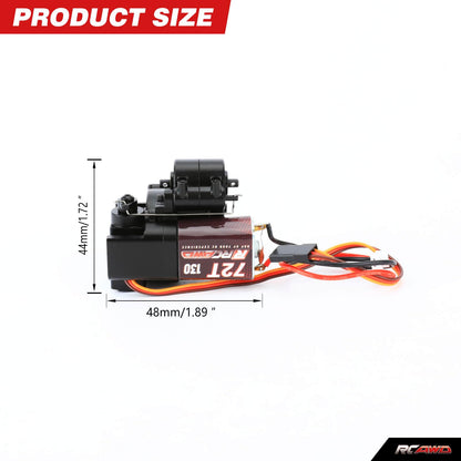 RCAWD SCX24 2 Speed Shifted 72T 130 RC Motor & 10% Torq Upgrade Gearbox Center Transmission Gear Set & Shock Tower Mounts & Slide Pedals for Bronco C10 Deadbolt JLU Gladiator Dodge Power Wagon Black