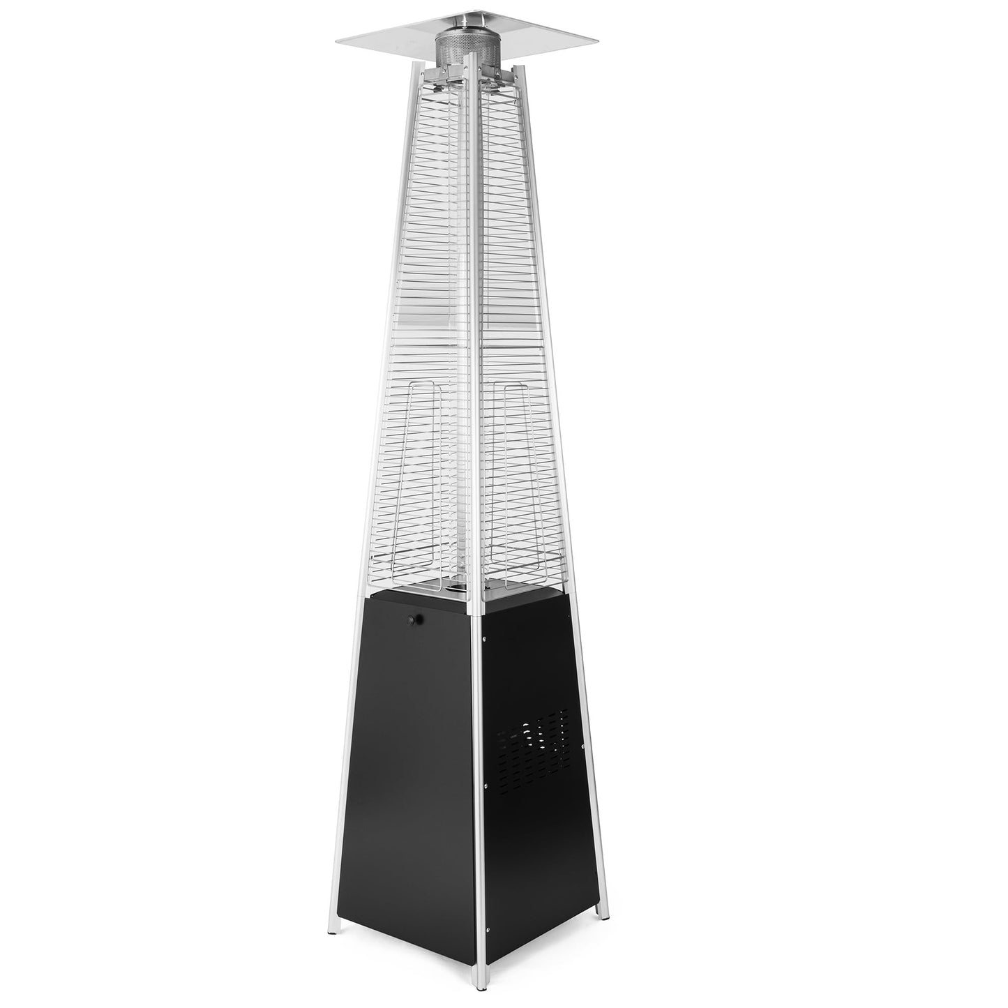 Pyramid Patio Heater,48,000 BTU Outdoor Propane Heater with Glass Tube, Propane Tall Tower Design with Wheels & One-Button Ignition for Backyard, Deck, and Commercial Use