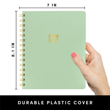 PAPERAGE Academic Planner, Weekly & Monthly Planner & Calendar, 12-Months, July 2026 - June 2027, (7" x 8"), School & Student Planning Agenda with Tabs, Bonus Pages & Inner Pocket, Sage Green