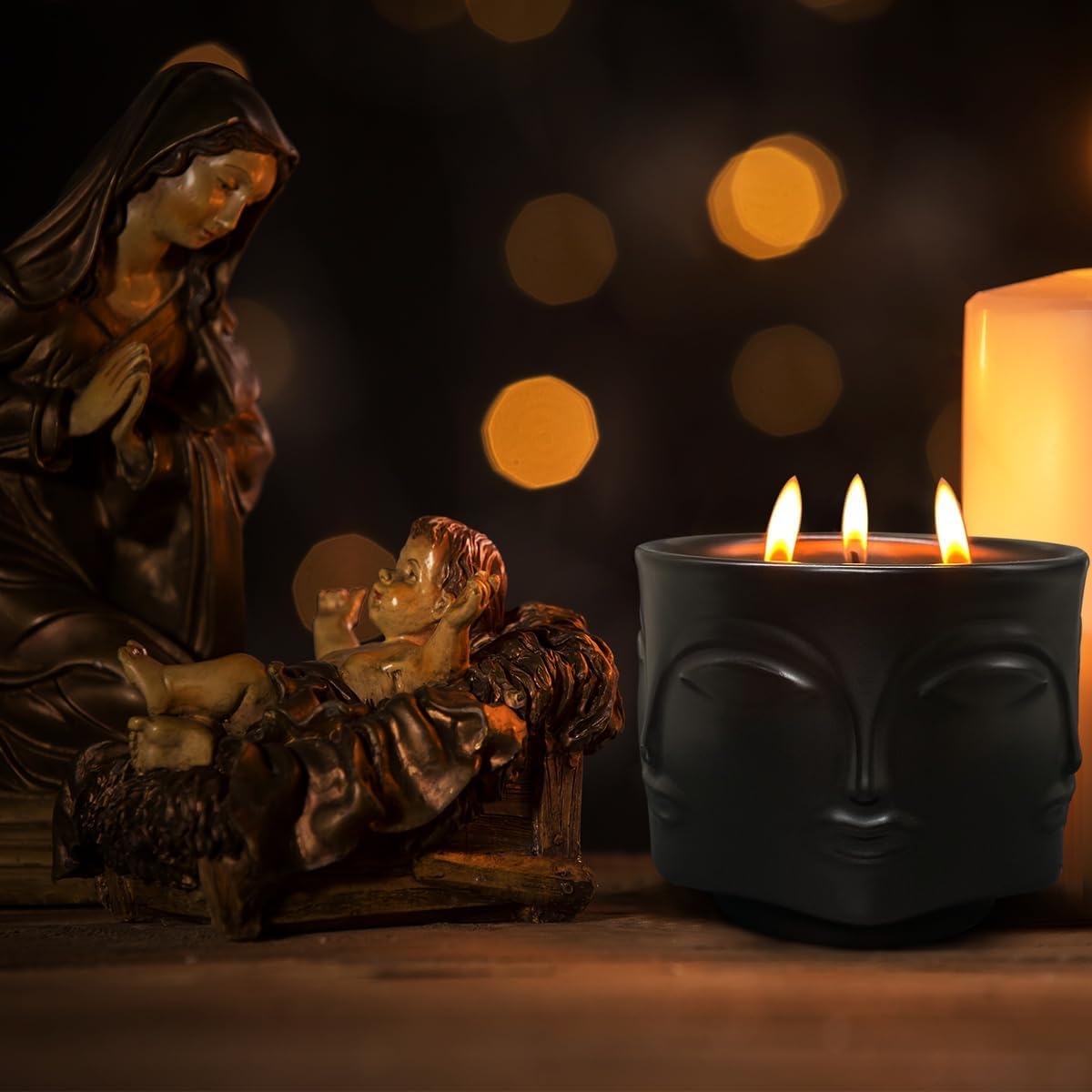 Strong Lavender 3 Wick Black Large Candle, 20oz, Ceramic, Outdoor Scented Candles, 100% Soy, for Home Scented, Yoga, Meditation, Patio, Table Decor, Beautiful Candle Jars
